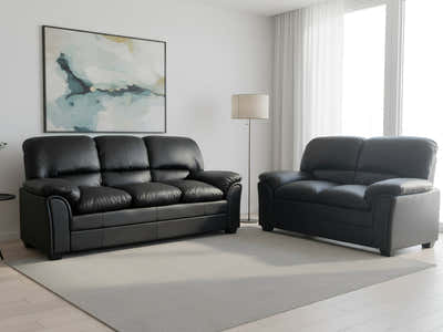 Braura PU Leather Sofa Set - Black