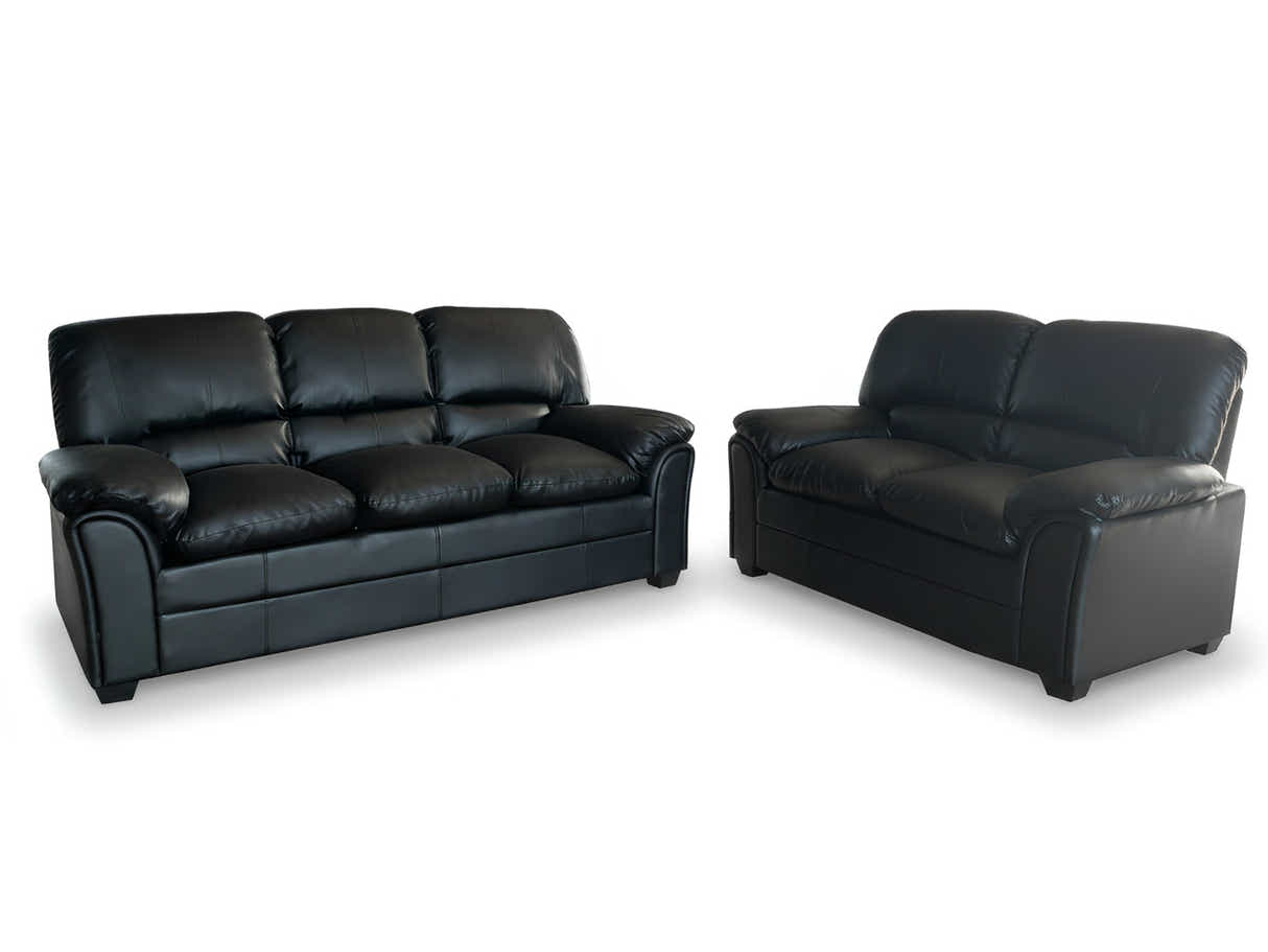 Braura PU Leather Sofa Set - Black