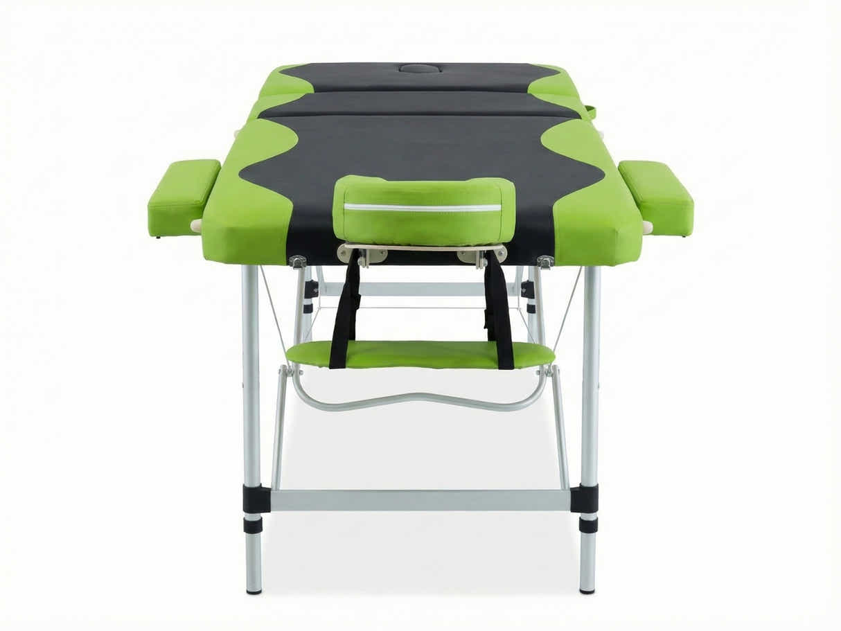 3-Fold Portable Aluminum Massage Table - Green+Black