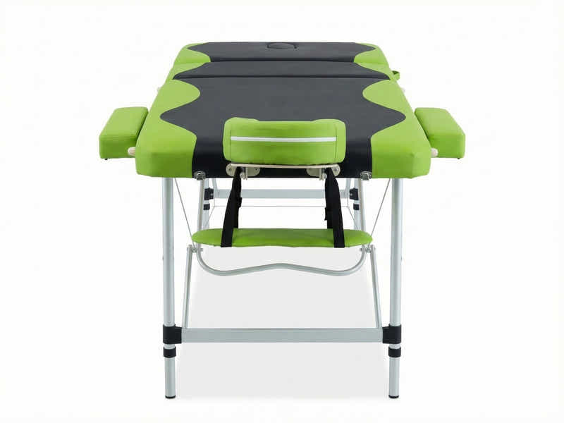Massage Table Portable Aluminum 3-Fold Green+Black