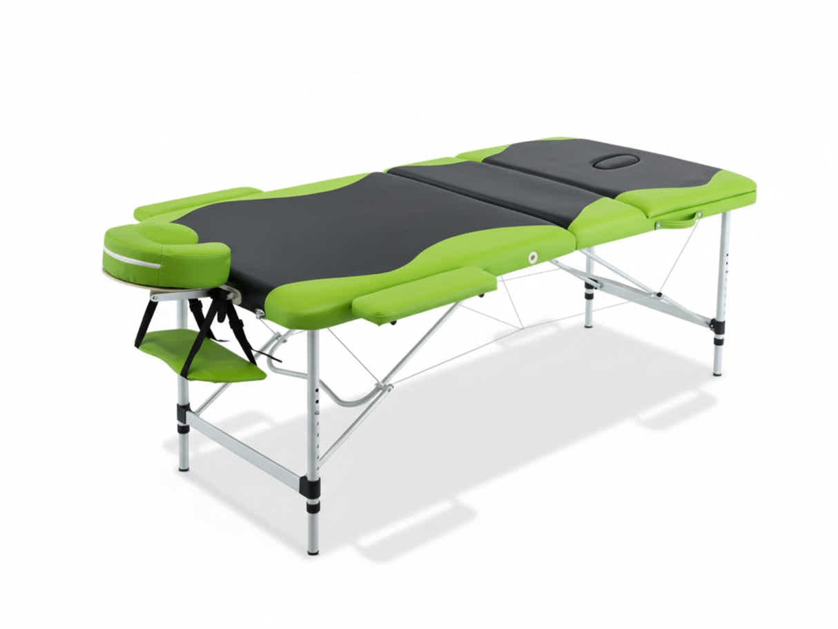 3-Fold Portable Aluminum Massage Table - Green+Black