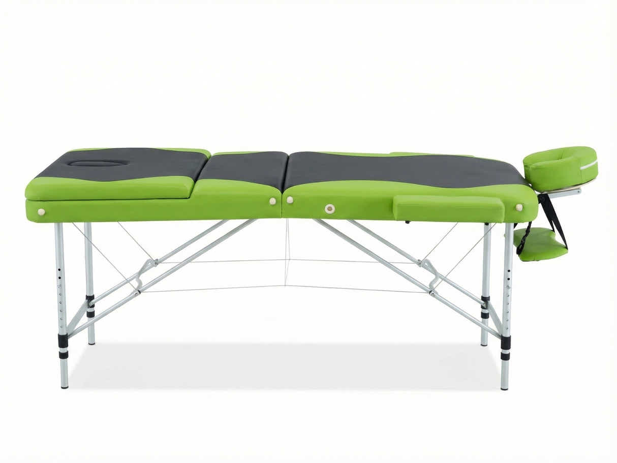 3-Fold Portable Aluminum Massage Table - Green+Black
