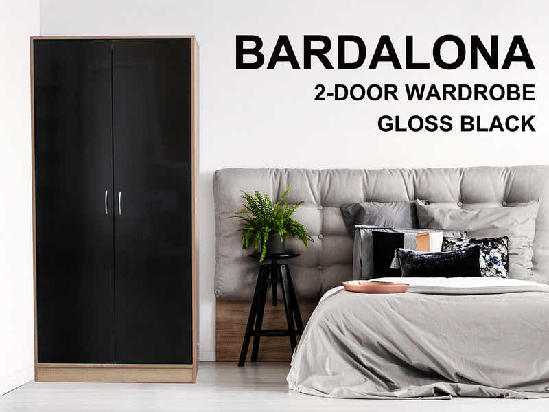 Bardalona 2-Door Wardrobe - Gloss Black