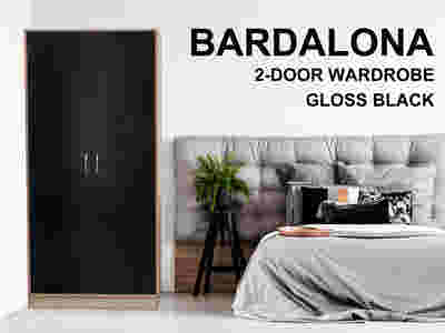 Bardalona 2-Door Wardrobe - Gloss Black