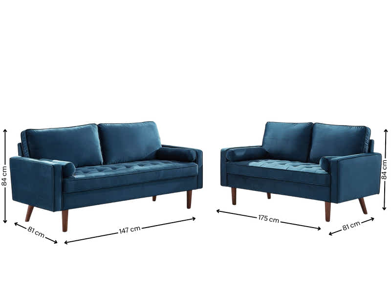 Gyllene Velvet Sofa Set - Blue