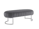 Lunare Velvet Ottoman Bench - Grey