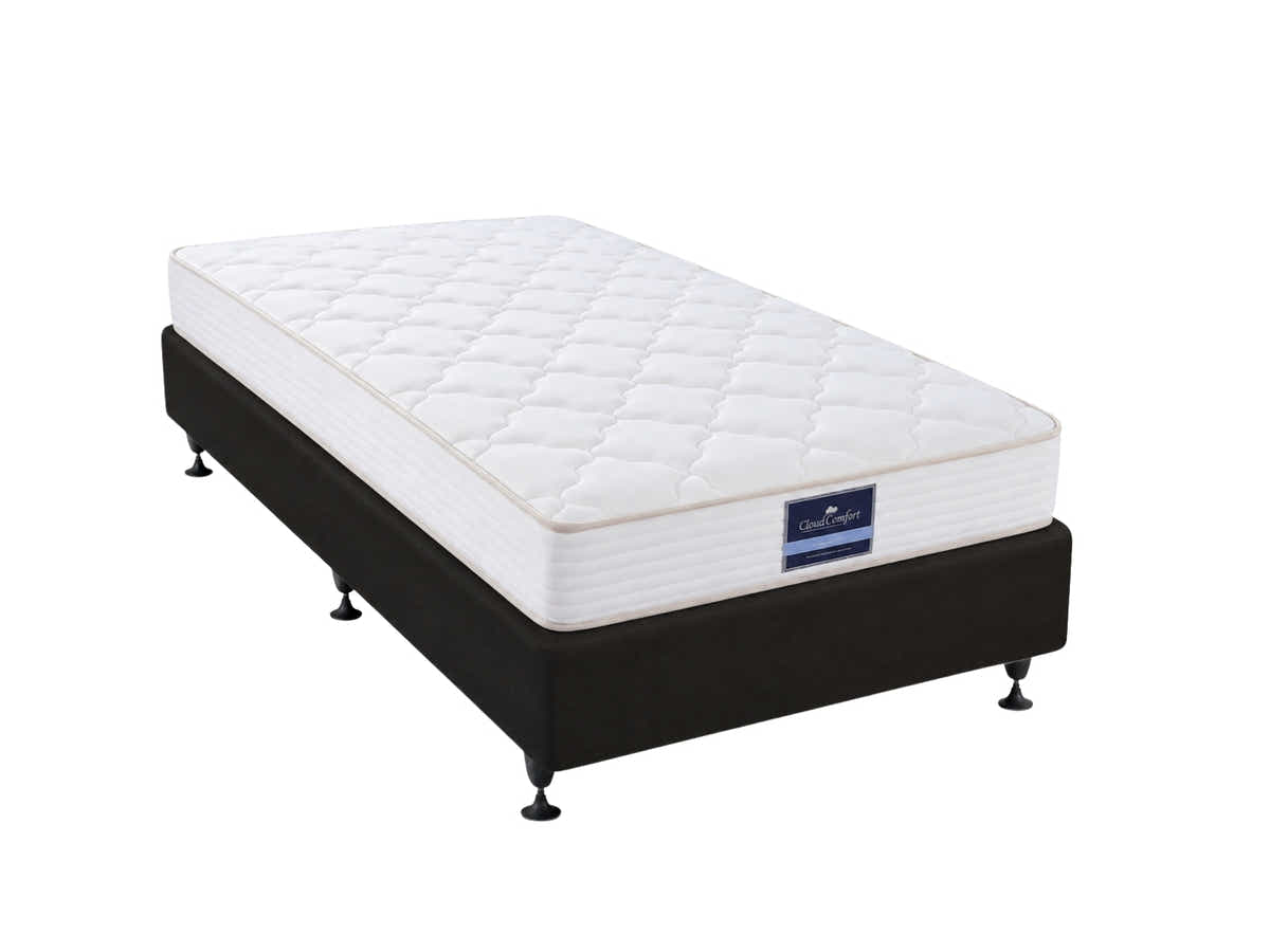 DS NZ Made SW Bed Base Black & Euro Top Mattress PIL20 with Pillow - King Single