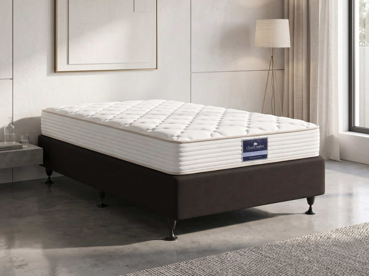 DS NZ Made SW Bed Base Black & Euro Top Mattress PIL20 with Pillow - King Single