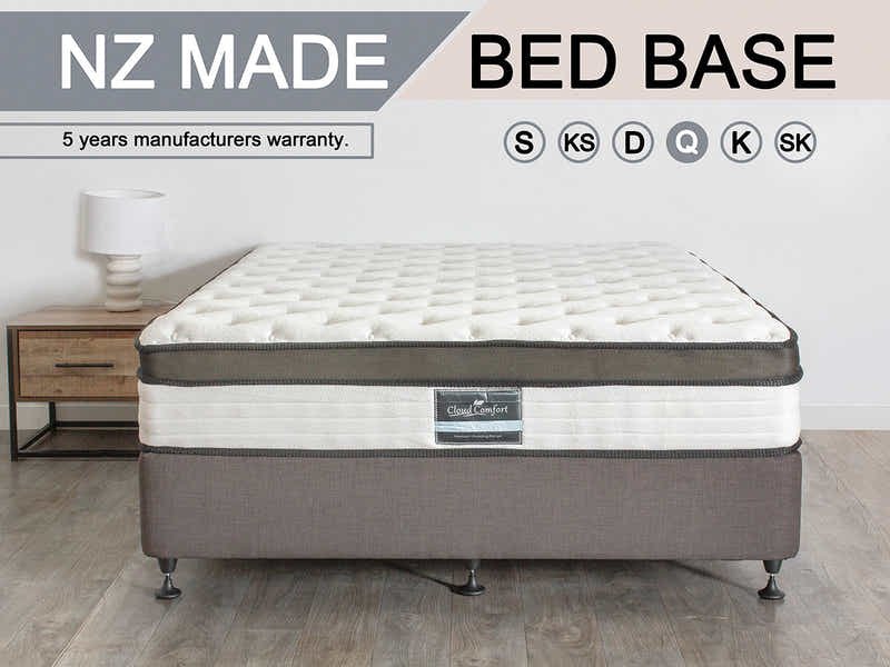 DS NZ Made SW Bed Base Light Grey - Queen