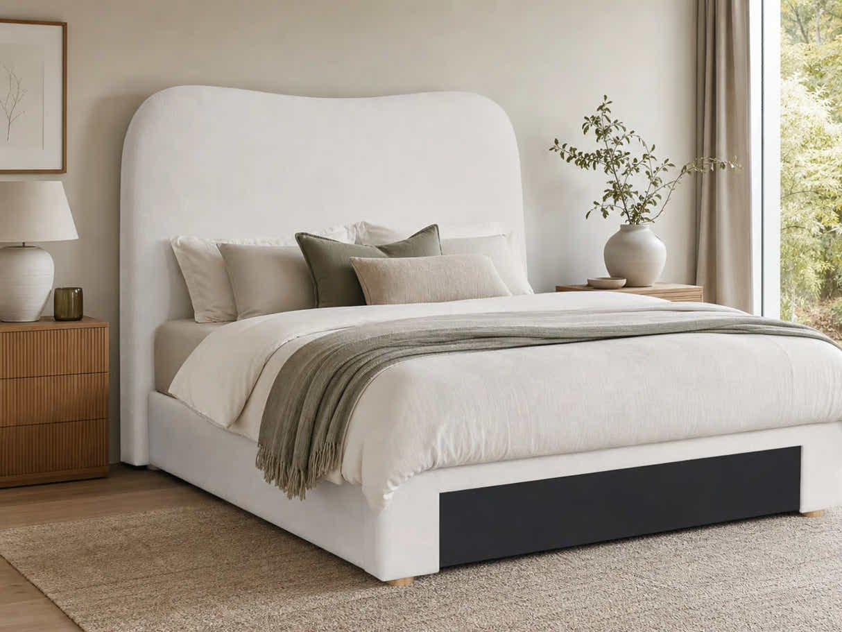 Alva Boucle Headboard White - Double
