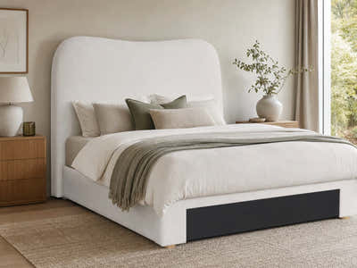 Alva Boucle Headboard White - Double