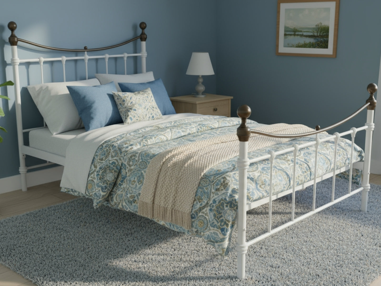 Victorian King Single Bed Frame | White Metal Bed Frame | TSB