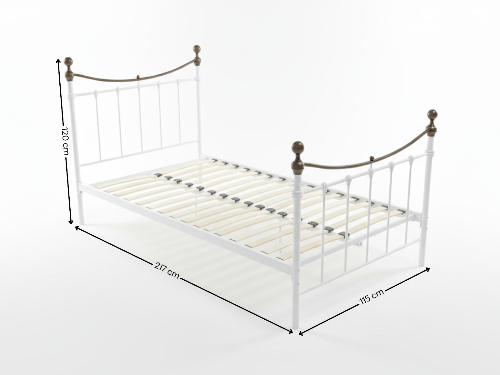 Victorian King Single Bed Frame | White Metal Bed Frame | TSB