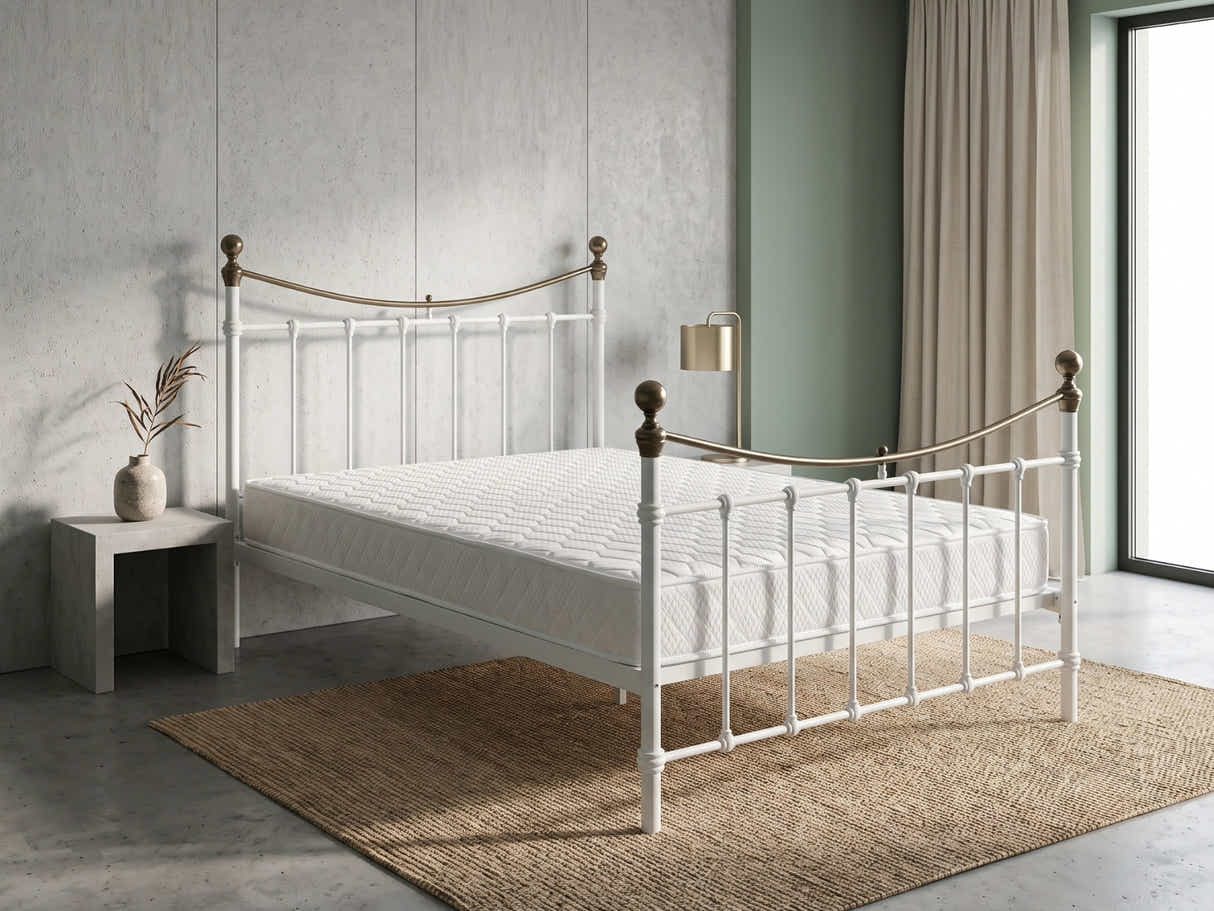 Victorian High Metal Bed Frame & Bon15 Mattress - Queen