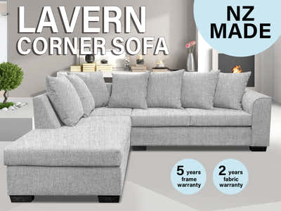 DS NZ Made Lavern Corner Sofa - Comfy Silver