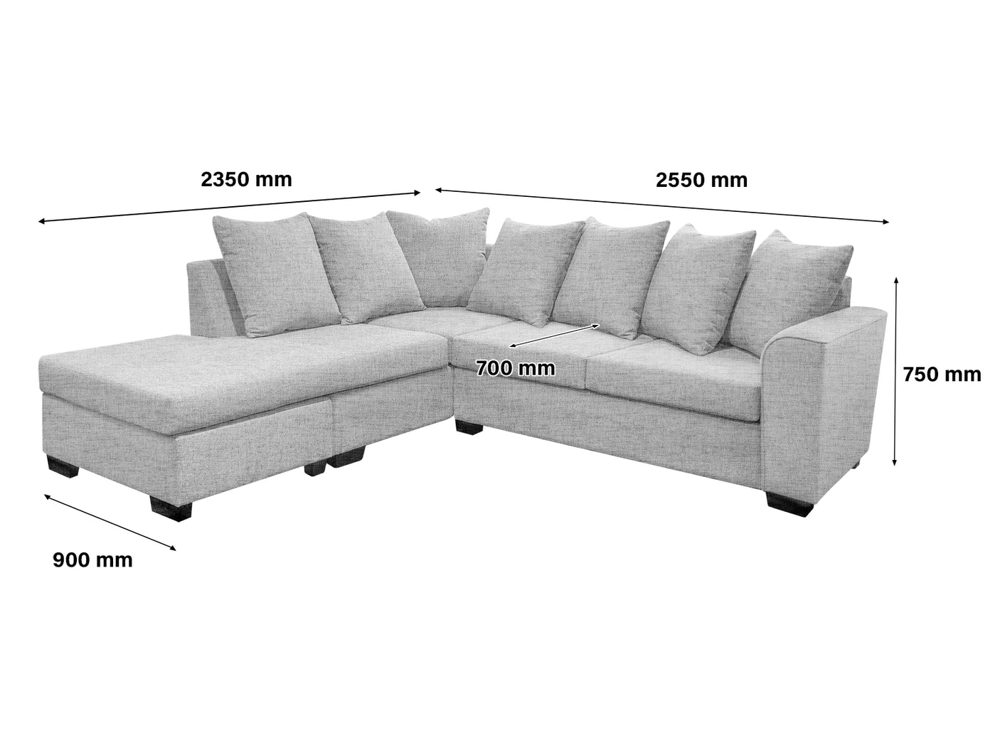 DS NZ made Lavern corner sofa Comfy Silver