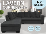 DS NZ made Lavern corner sofa Vish black