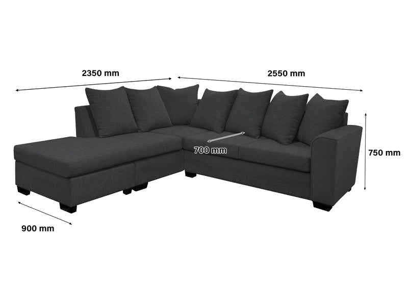 DS NZ Made Lavern Corner Sofa - Vish Black