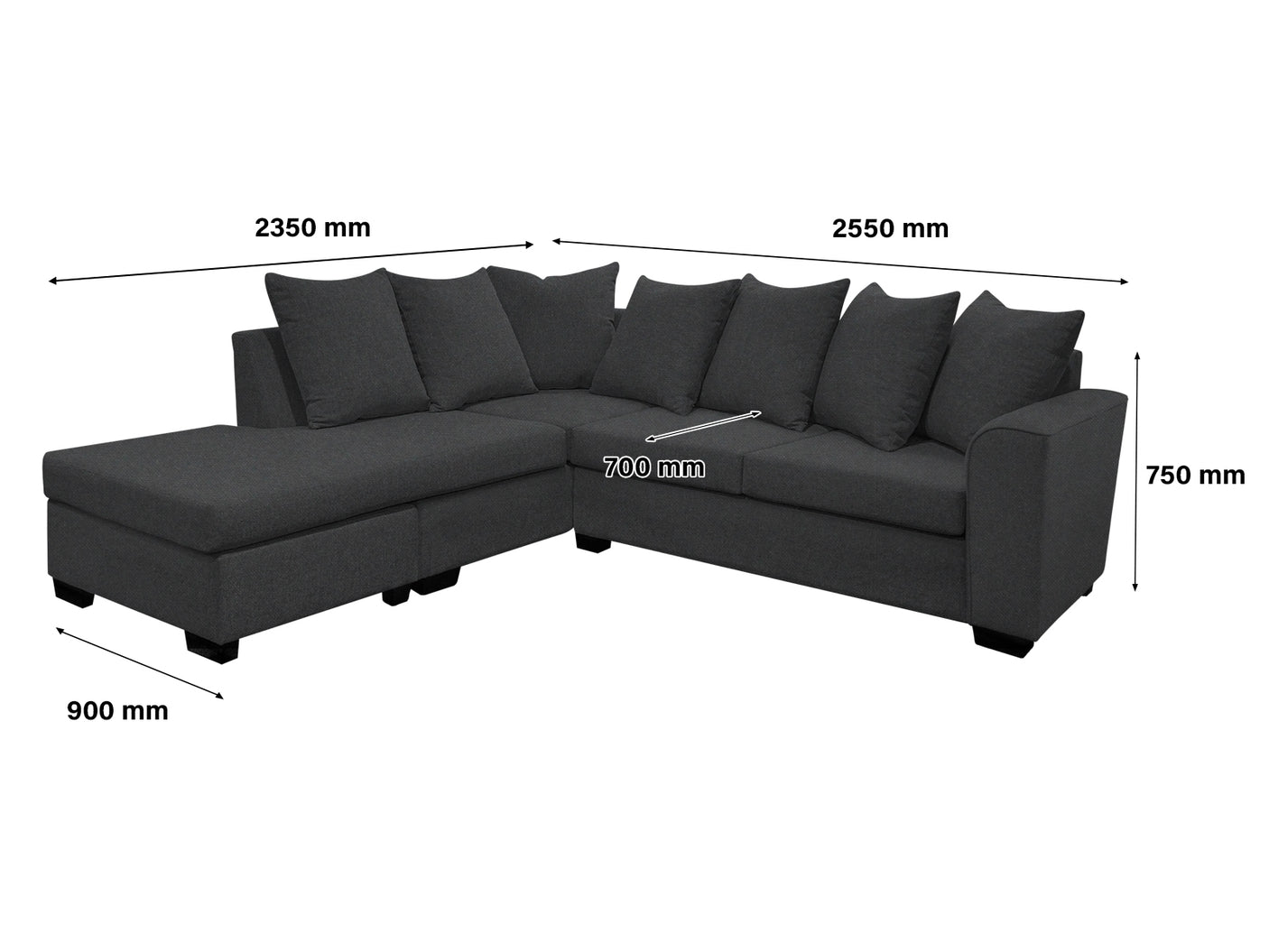 DS NZ made Lavern corner sofa Vish black