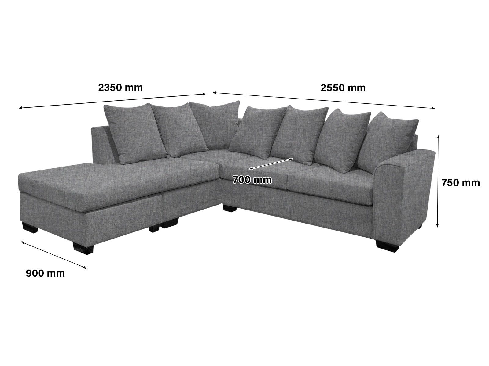 DS NZ Made Lavern Corner Sofa - Vish Grey