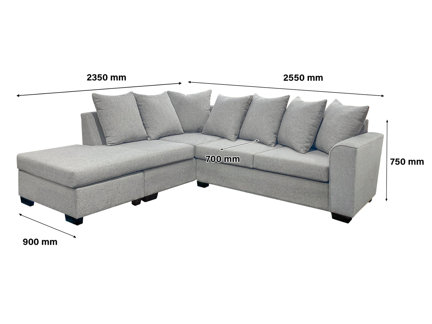 DS NZ made Lavern corner sofa kido Steel