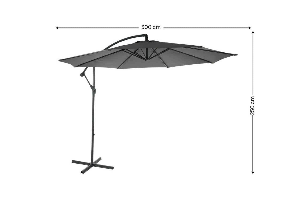 Grey Cantilever Patio Outdoor Umbrella - 3m