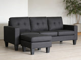 Robyn Linen Sofa Set With Ottoman - Black