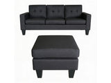 Robyn Linen Sofa Set With Ottoman - Black