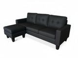 Robyn Linen Sofa Set With Ottoman - Black