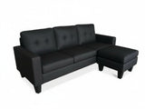 Robyn Linen Sofa Set With Ottoman - Black