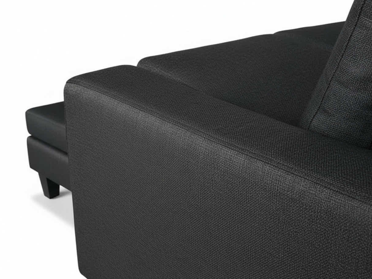 Robyn Linen Sofa Set With Ottoman - Black