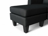 Robyn Linen Sofa Set With Ottoman - Black