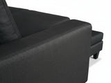 Robyn Linen Sofa Set With Ottoman - Black