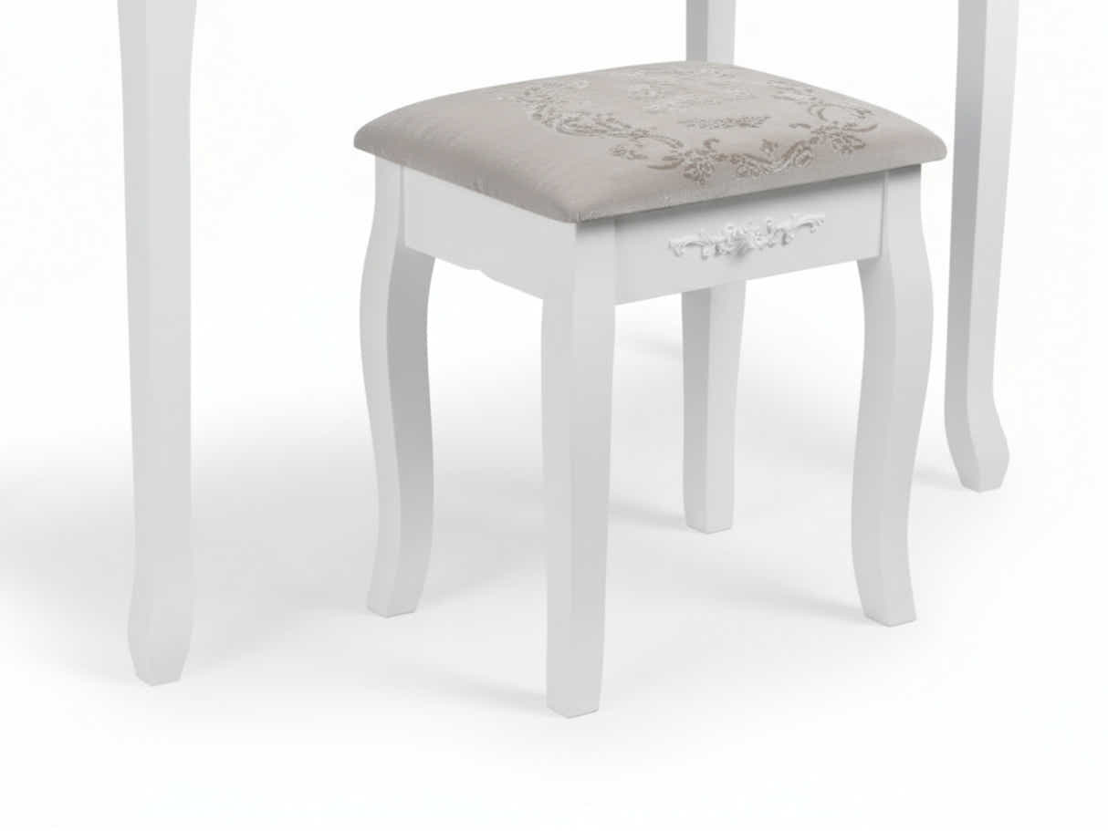 7-Drawer Dressing Table Set White - 90 cm
