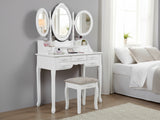 7-Drawer Dressing Table Set White - 90 cm