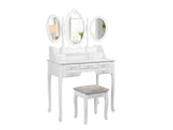 7-Drawer Dressing Table Set White - 90 cm