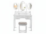 7-Drawer Dressing Table Set White - 90 cm