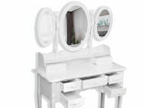 7-Drawer Dressing Table Set White - 90 cm