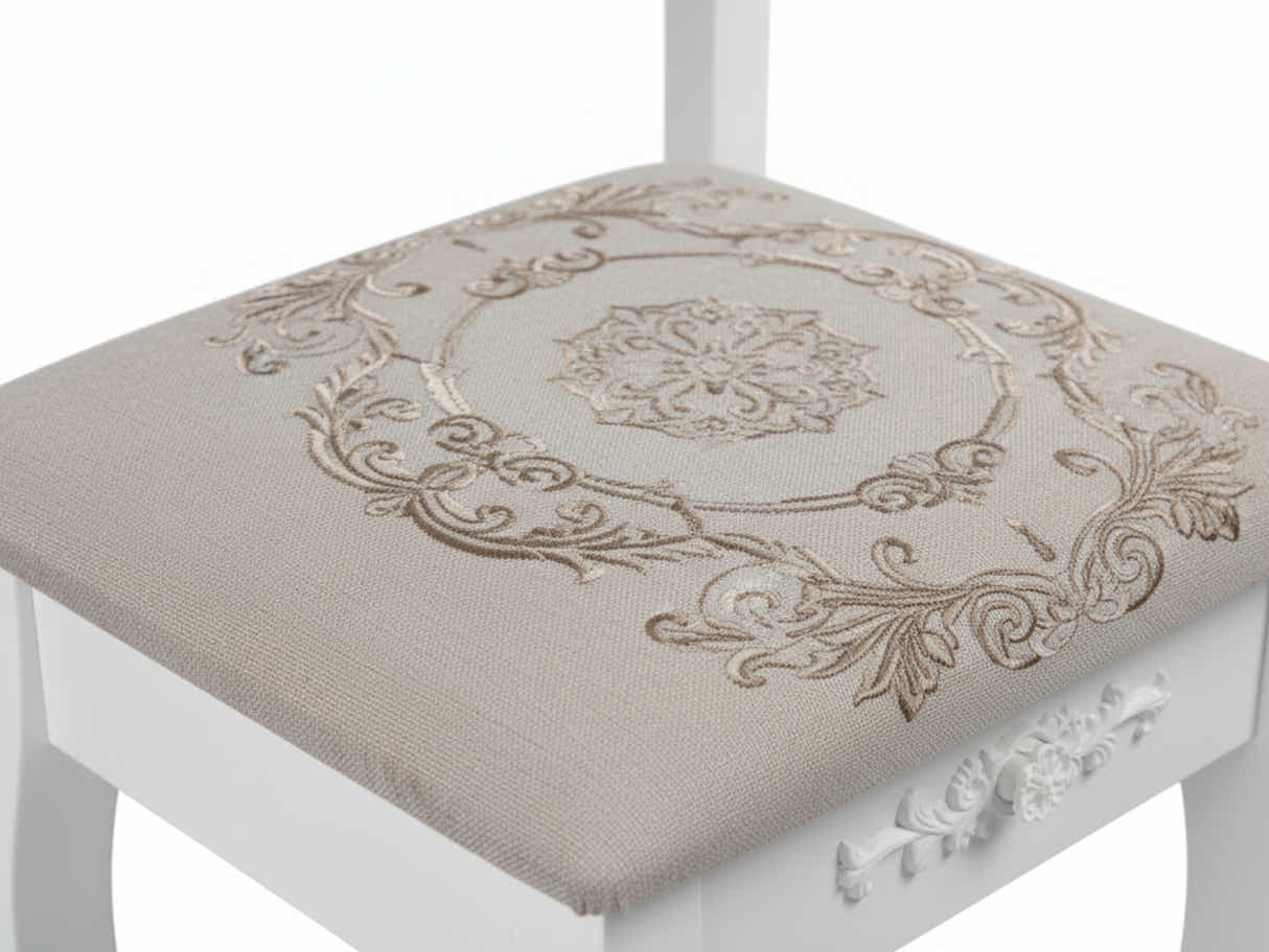 7-Drawer Dressing Table Set White - 90 cm
