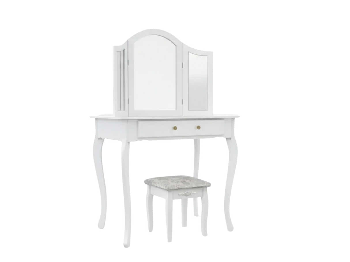 3-Mirror Dressing Table Set White - 79 cm
