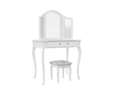 3-Mirror Dressing Table Set White - 79 cm