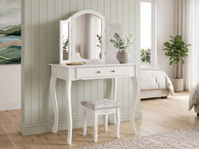 3-Mirror Dressing Table Set White - 79 cm