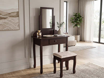 Dressing Table with Stool Brown - 74 cm