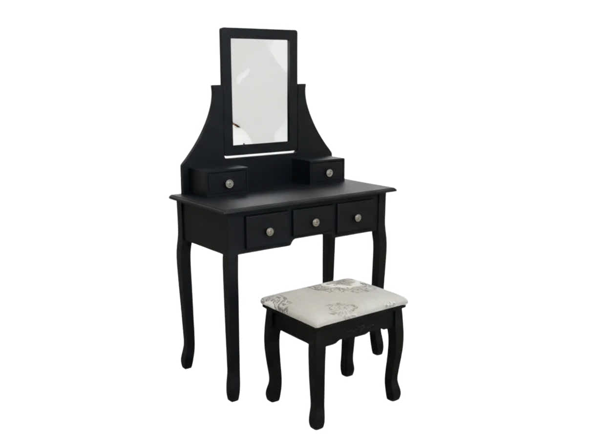 Dressing Table with Stool Black - 74.5 cm