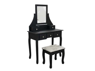 Dressing Table with Stool Black - 74.5 cm