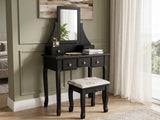 Dressing Table with Stool Black - 74.5 cm