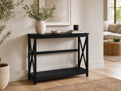 Console Table With Shelf - Black