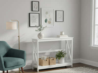 DS Console Table With Shelf - White