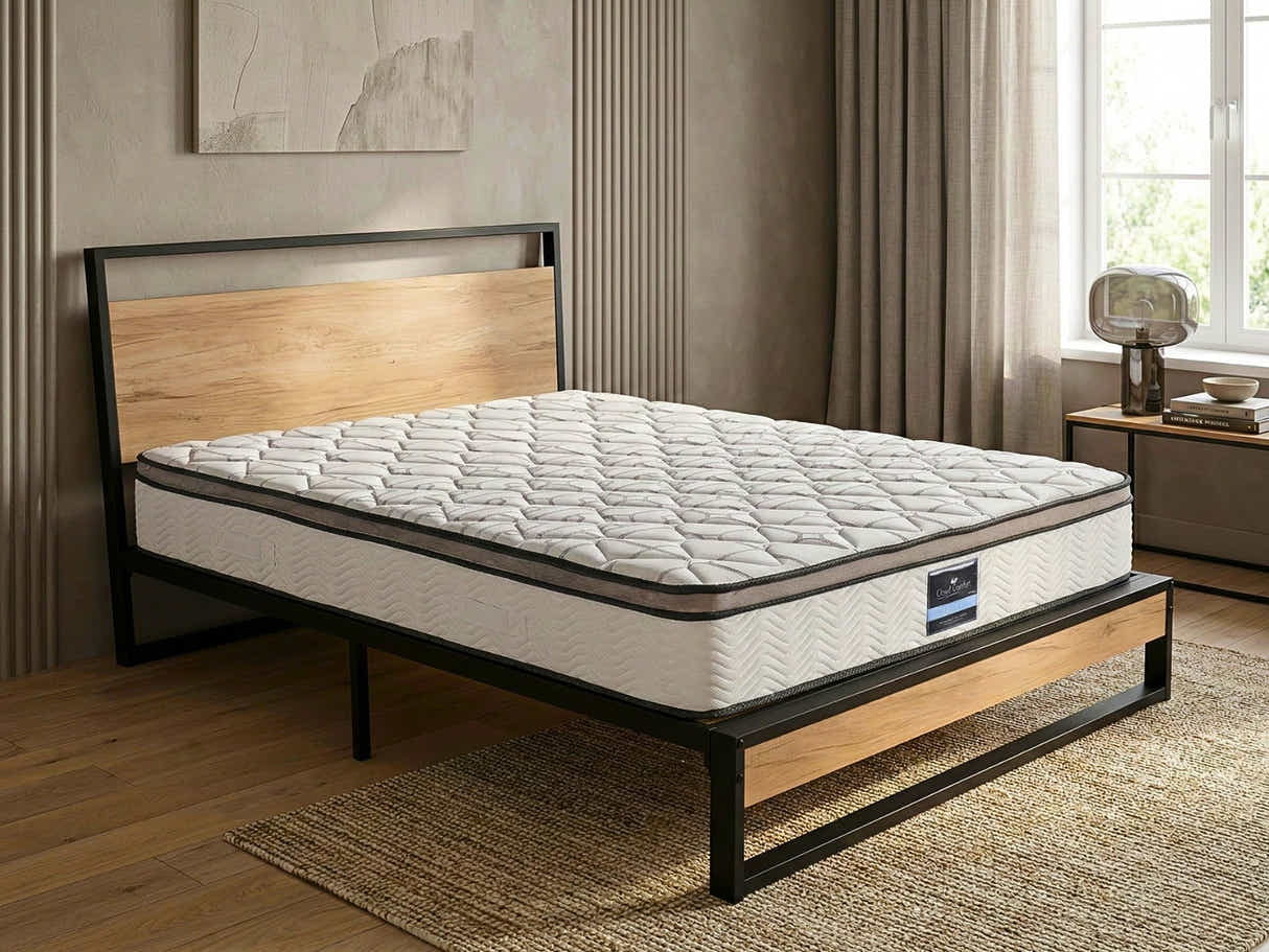 Whistler Metal Bed Frame & Euro Top Memory Foam Mattress GEL30 - Double