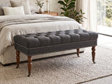 Bellay Linen Ottoman Bench - Dark Grey